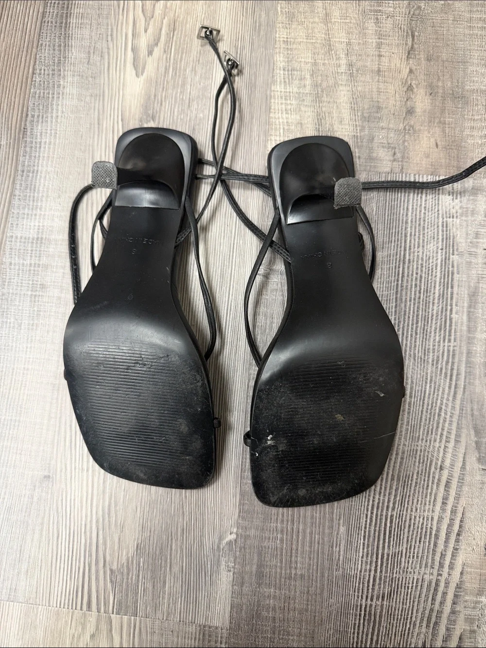 Steve Madden Black Strappy Square-Toe Lace-Up Heels